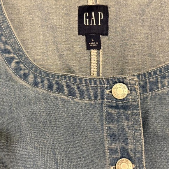 GAP Denim Button Front Sleeveless Mini Dress | Size L - Picture 2 of 4